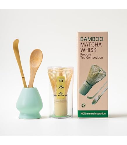Amazon | 茶道具4点セッ 百本立茶筅 茶筅立て 茶杓 茶さじ 竹製 抹茶
